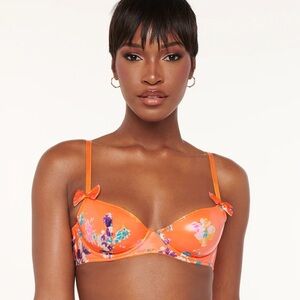 Savage X Fenty Night Blooms Orange Crème Unlined Demi Bra 34DD - CALLOUT